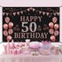 Trgowaul 50th Birthday Decorations for Women - Rose Gold 50th Birthday Banner Backdrop, Happy 50th Birthday Party