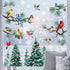 Mfault 187 PCS Winter Birds Pine Tree Branch Window Clings, Xmas Red Cardinal Blue Chickadee Decor