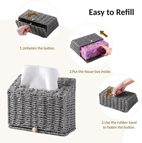 Unjumbly Hand Towel Box Cover, Designed for Kleenex Disposable Hand Towels, Paper Rope Tissue Box for Bathroom, Powder
