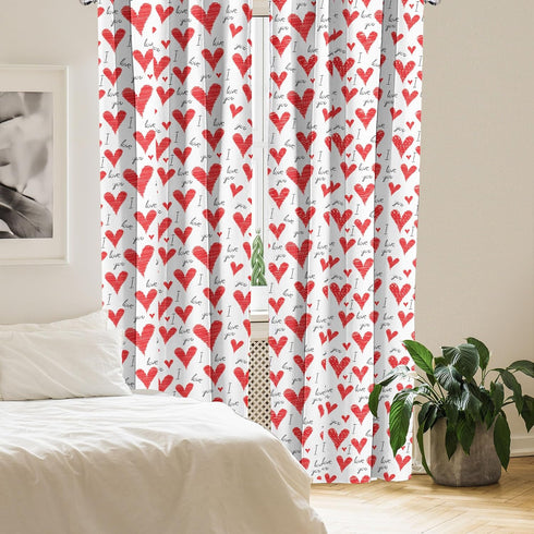 Ambesonne Love Window Curtains, Hand Written I Love You Phrases, Lightweight Decorative Panels Set of 2, Vermilion