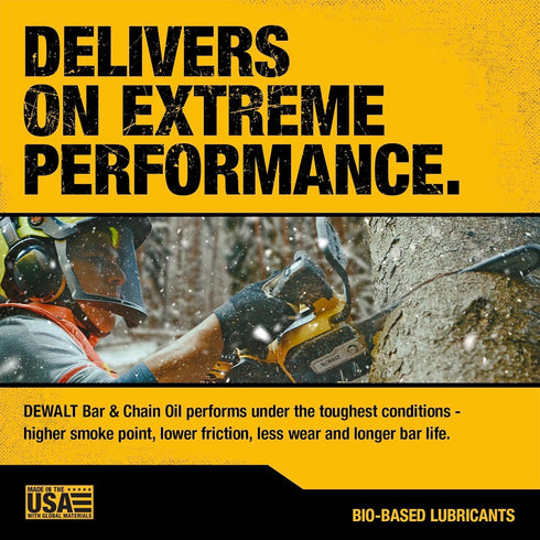 32 oz DEWALT Biodegradable Bar & Chain Oil Green, Eco-Friendly, Non-Toxic Professional Bar & Chainsaw Lubricant