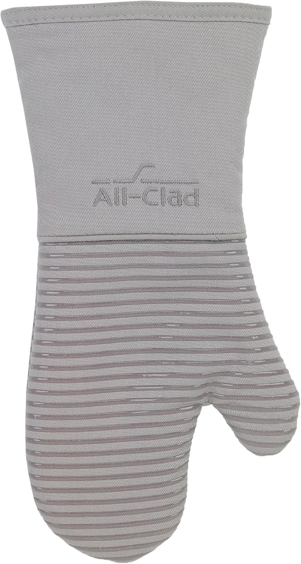 All-Clad Premium Silicone Oven Mitt, 14"x7", Heat Resistant to 500 Degrees, 100% Cotton & Silicone, Titanium Gray