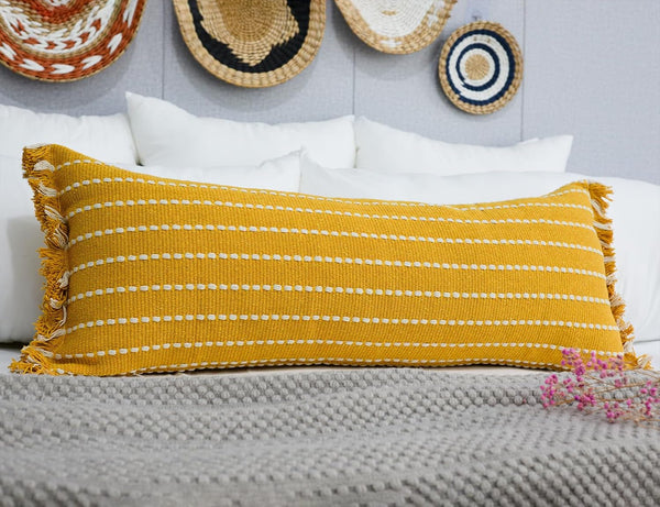 Decorative Farmhouse Extra Long Lumbar Throw Pillow Cover 12 x 36,Clasic Striped