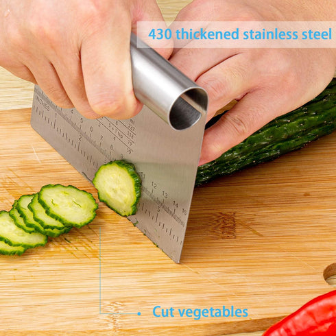 Pro Dough Pastry Scraper/Cutter, Stainless Steel Mirror Polished, 2PCS Multipurpose Cake and Pizza Cutter