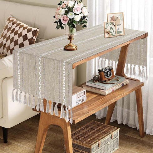 15.7 36 inches, (44'' Bedside Table Runner x Rustic Linen Small Coffee Table Cover Cloth, Nightstand Cover for Top