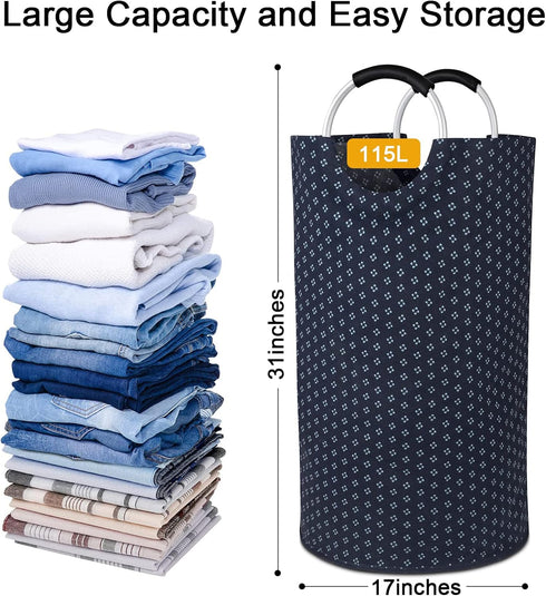 Dalykate Extra Large Laundry Basket - 115L Collapsible Oxford Fabric Hamper, Waterproof Portable Dirty Clothes Bag