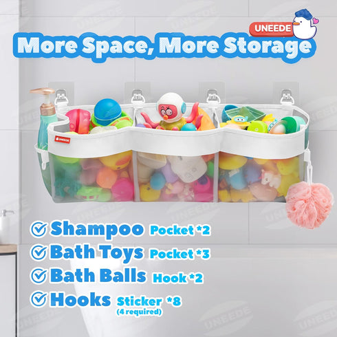 4.95 3 UNEEDE Gallons Compartment Horizontal Bath Toy Storage,Bathtub Toy Storage Organizer,Bath Toy Holder