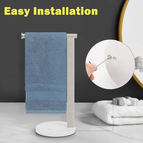 SUS304 Stainless Steel L-Shaped Hand Towel Holder, Thickened Base Bathroom Towel Rack for Countertop Vanity, Brush