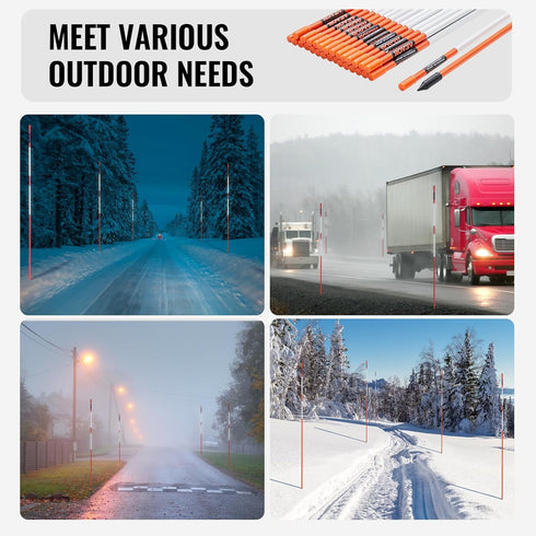 30 48 inch, 0.31 inch 12" VEVOR Driveway Markers, PCS Diameter, Orange Fiberglass Poles Snow Stakes with Reflective