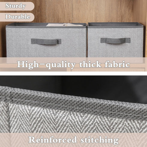 Storage Baskets, 15.7-Inch Woven Fabric Bins, Foldable Organizer Bins for Closet Shelves, 2PCS/Grey