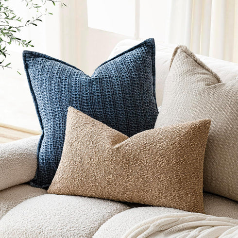 Cozy 12 20 Inch,Taupe Foindtower Textured Boucle Throw Pillow Covers Accent Solid Lumbar Pillow Cases Soft Decorative