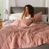 Comfort Spaces Vixie Reversible Comforter Set, Twin/Twin XL 2 Piece, Coral/Gray, Trendy Geometric Quilted Cover