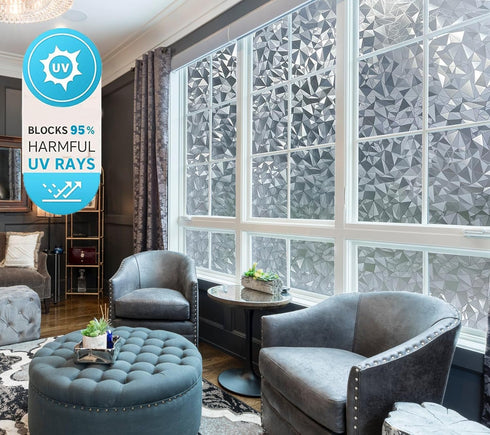 Bloss Privacy Window Film, 3D Diamond Decorative Cling for Home Office Privacy/Decoration, 35.4"x 78.7"