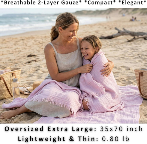 2-Piece 35x70 100% (Pack 2, PSKL - Premium Oversized Muslin Bath Towel for Adult Extra Large Bath Sheets | Natural