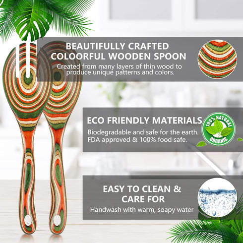 Salad Tongs, Wooden Serving Utensils Set, WOSPONFAN 10-inch Pakkawood for Kitchen Cooking