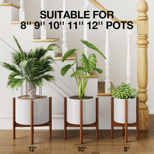 812 Inch 14.5 Inch 1 Pack MUDEELA Plant Stand for Indoor Plants: Adjustable Width Fits Pots - Mid Century Modern Bamboo