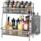 LEMIKKLE Spice Rack Organizer for Kitchen Counter, Metal Storage for Spices and Seasonings with Side Basket (Grey)