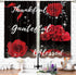 Red Rose Flower Small Kitchen Curtains, Floral Inspirational Quotes Window Treatment 27.5x39 Inch