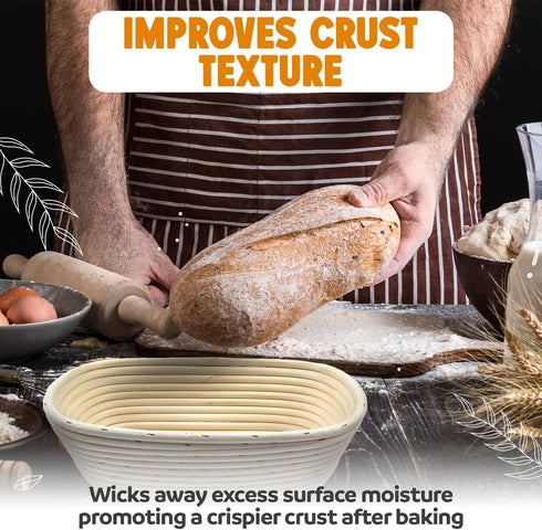12.25 6 3.5 Banneton Bread Proofing Basket Handwoven Rattan Banneton for Artisan Sourdough, Includes Linen Liner, Ideal