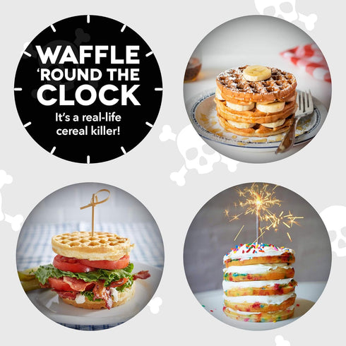 DASH Mini Waffle Maker Machine, 4 Inch, Black Skull, for Breakfast, Lunch, Snacks, Easy to Clean