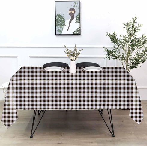 Artisan Flair Black and White Checkered Tablecloth, Flannel, 54 x 72" for Family Dinners or Gatherings