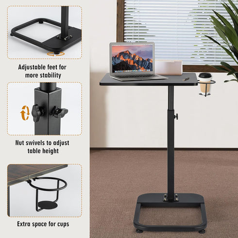 facka Adjustable TV Tray Table with Rounded Metal Corners, C-Shaped Snack Table for Couch, Sofa, Bed or Chair, Small