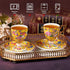 KAMMAK Set 2, 7oz (622N) Tea Cups and Saucers of Porcelain Coffee Cups, Stackable Espresso Mugs, Ceramic Demitasse