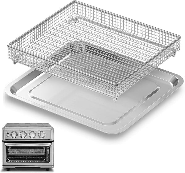 Stainless Steel Baking Tray Pan and Air Fryer Basket Compatible with Cuisinart Airfryer TOA-060, TOA-065, TOA-070