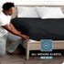 Bare Home Fitted Bottom Sheet, Queen Size, Premium 1800 Microfiber, Ultra-Soft, Deep Pocket, Black