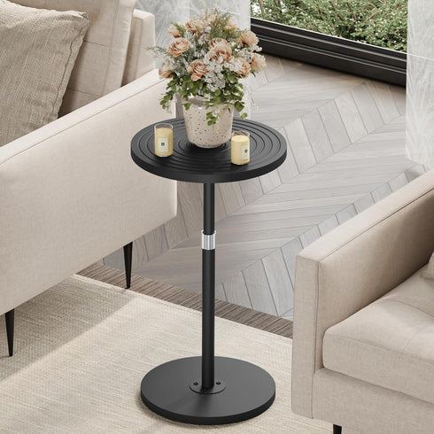 Asgolion Round Side Table, Adjustable-Height Drink Table for Small Spaces, Pedestal Martini Table, Cocktail Tables
