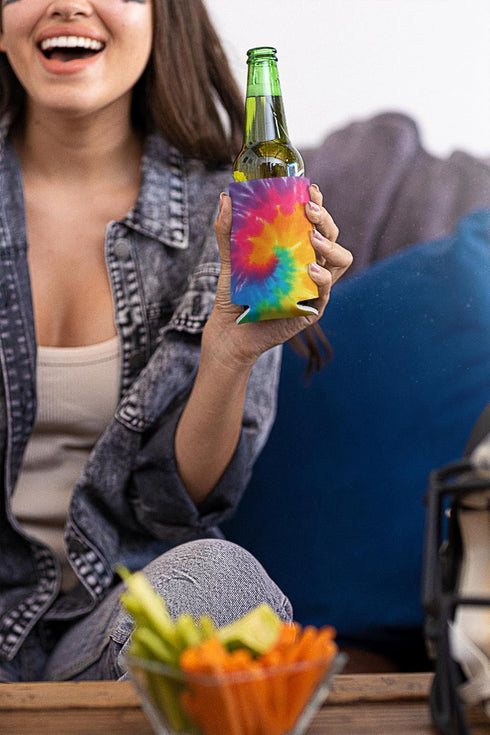 QualityPerfection Can Cooler Sleeve (6 Pack) 12 Oz Neoprene Collapsible Cooler, Insulated Can Holder, Tie-Dye Mix