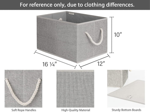 StorageWorks 32L Gray Closet Storage Baskets, Foldable Organizers with Handles, 3-Pack for Linen Closet