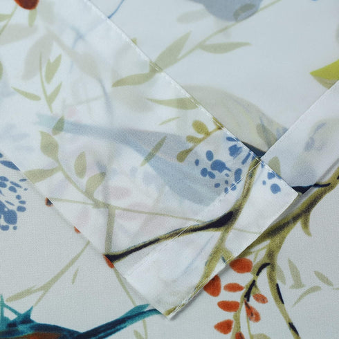 2 52 96 Inches Leeva Birds Pattern Sheer Curtains, Lightweight Rod Pocket Semi Sheer Curtain Drapes Window Decor