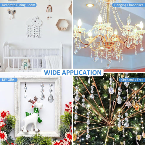 Milkary 44 Pack 38mm 20mm Chandelier Crystal Prism Replacement, Hanging Clear Crystal Glass Bead Prisms Chandelier