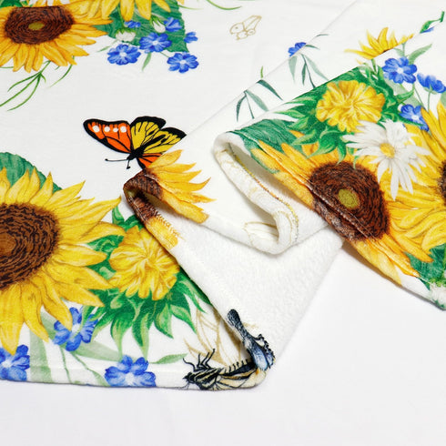 Cozy 60" 80" Sunflower Throw Blanket Ultra Soft Butterfly Floral Blanket Flannel Fleece Bed Blanket Lightweight Fuzzy