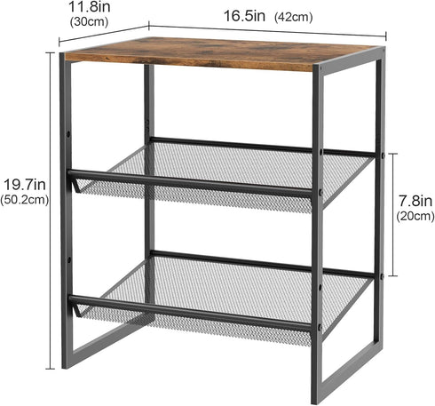 4 Closet 3 Closet Garden you Shoe Rack for Narrow Tiers, Small Shoe Rack with Brown Wooden Tabletop, Adjustable Metal