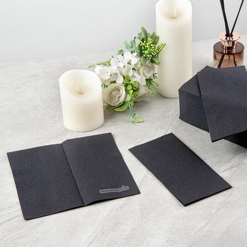15.8 7.9 Inch 50 Luxenap X Linen-Feel Guest Towels, Hand Towels - Fold, Air-Laid, Black Paper Dinner Napkins