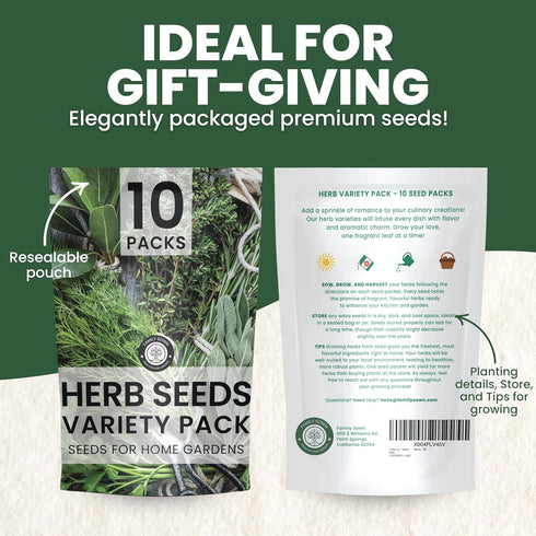 10 Packs 2026 Herb Seeds | Individual | Season | Non-GMO | Mint, Parsley, Basil, Thyme & More! | for Planting Indoor