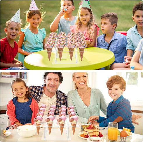 ELEGICKLIP 16 1.5 Inches Acrylic Ice Cream Cone Cupcake Stand with Holes - Great for Birthday Parties