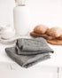 Pure 100% Linen Hand Towels - Set of 2 Waffle Weave Kitchen Towels, Black-Natural, 13 x 29-inch Quick-Dry Dish Towels