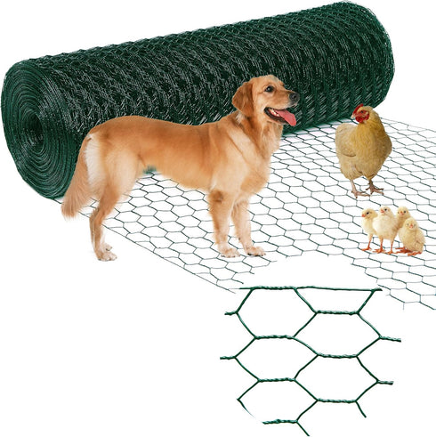 Yardbliss Chicken Wire12inx150ft, Premium Chicken Wire Fencing, Chicken Wire Mesh, Green PVC Coated