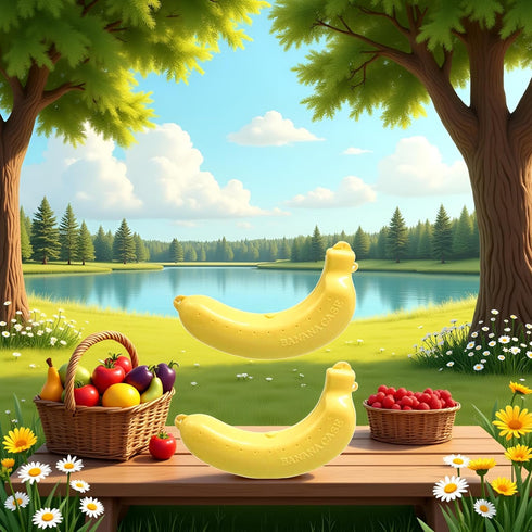 Bwexxt 2Pcs Banana Case, Cute Banana Protector Storage Box, Portable Banana Holder for Lunch Boxes, BPA-Free Fruit