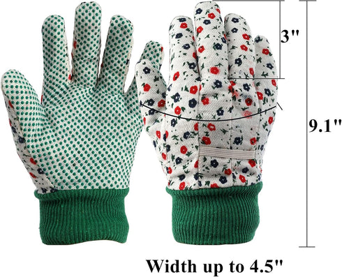 Yopay 6 Pairs Gardening Gloves for Women, Soft Jersey Garden Gloves, Rubbuer Dots Cotton Working Gloves for Men, Planting, Seeding, Fishing, Restoration Work, 3 Colors