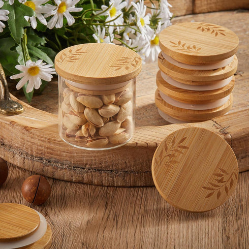 18 Set Pcs Yogurt Jar Lids Compatible with Oui Yogurt Jars Bamboo Wooden Lids Round Reusable Canning Covers