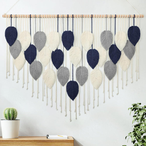 Weldomcor Large Macrame Wall Hanging Leaf Boho Woven Tapestry, Bohemian Chic Wall