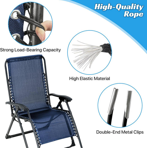 21" 63" Ostlttyn Zero Gravity Chair Replacement Fabric Kit, W x L Repair Cloth with Replacement Bungee Cord for Anti