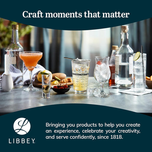 Libbey Heavy Base Drinking Glasses Set of 8, 15.5 Oz, Elegant Clear Water Glasses, Dishwasher Safe