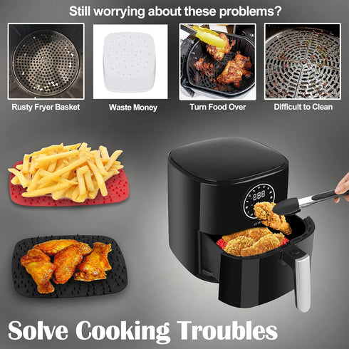 Upgrade Reusable Air Fryer Liners, 2 Size Options - 9 Inch Square, BPA Free Non-Stick Silicone Air Fryer Mats