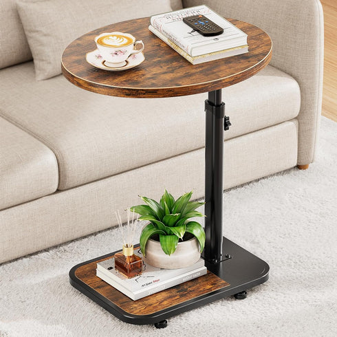 TV Tray Table with Infinite Adjustable Height - C-Shaped Sofa End Side