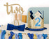 2nd PapaKit Birthday Boy High Chair Decorations - Blue & Gold Ribbon Garland, "TWO" Banner, Toddler Crown, Bow Tie
